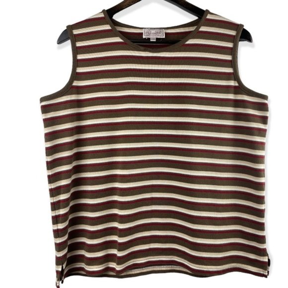 Vintage Tops - VINTAGE Striped Tank Top Sleeveless Top size Large